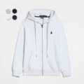 Zip-up Hoodie White Black Logo