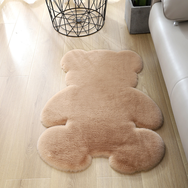 Alfombra de piel sintética de conejo de Amazon, diseño de dibujos animados, para sofá, dormitorio, mesita de noche, ventana, habitación infantil, alfombra de suelo de peluche, bonita y divertida image 4