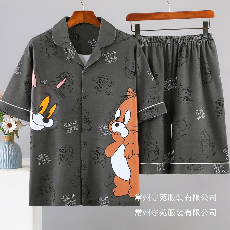 2025 New Pajamas Men's Summer Teenage Students Short Sleeve Thin Summer Men's Large Size Home Clothes Wholesale