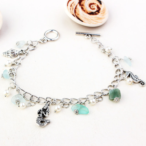 Sapphire ankle bracelet pearl for yoga