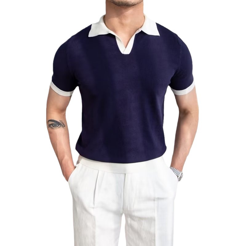 Polo de manga corta de color sólido, estilo japonés informal y moderno, nuevo estándar para hombre, moda juvenil y popular para el verano 2025.