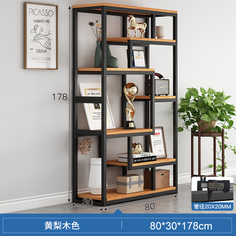 产品展示柜陈列柜博古架子铁艺书架一体靠墙办公室隔断置物柜货架|undefined