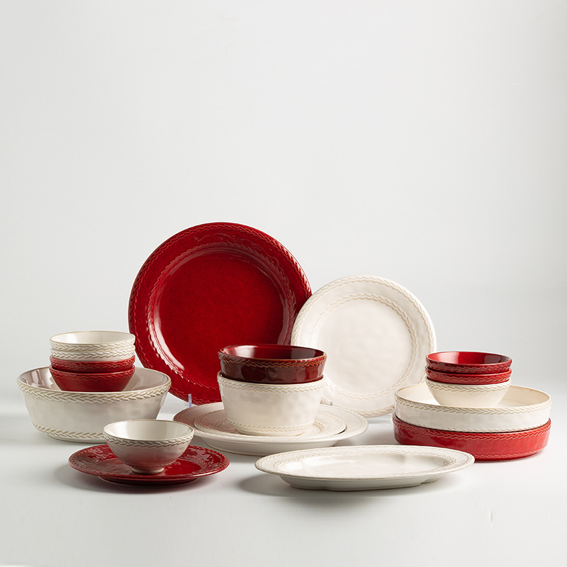 Retro Underglaze Color Tableware Set for Home Use, Bowl, Plate, and Spoon Combination, 2026 New Model, Housewarming, Wedding Gift