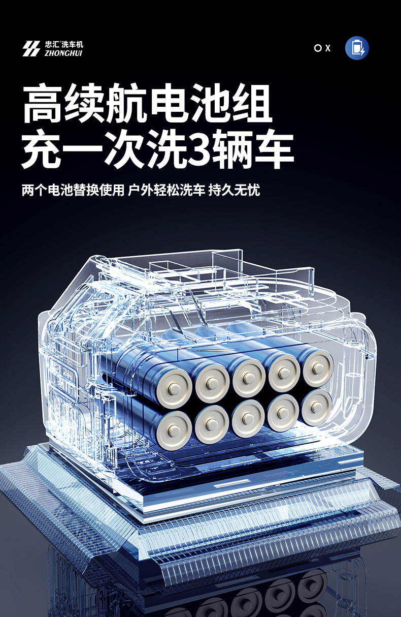 Carefully Selected Cross-Border High-Pressure Water Gun Wireless Car Wash Machine, Cross-Border Car Wash Water Gun, High-Power Lithium Battery Dedicated for Cars