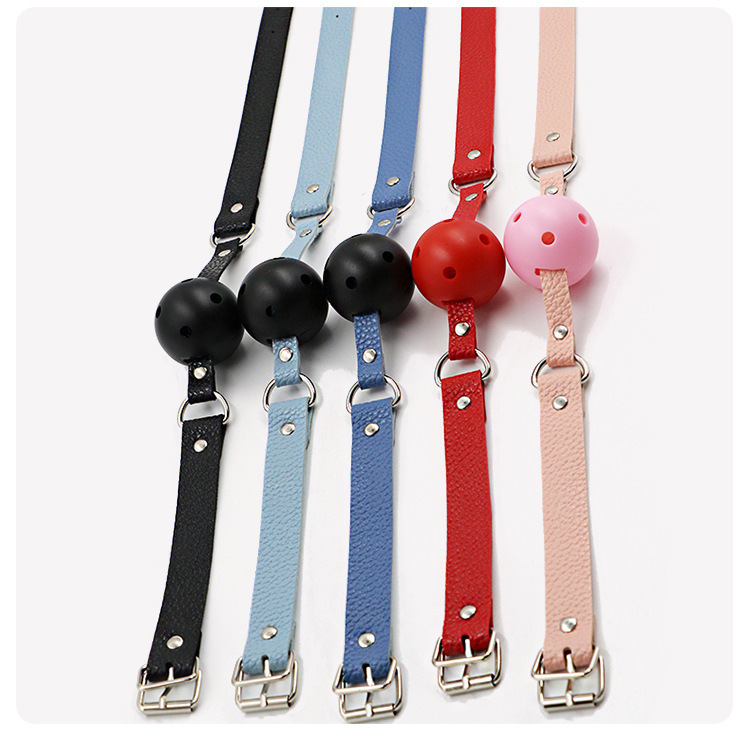 Jiuai SM Mouth Ball Gag with Leather Straps and Metal Ring for Adult Couples — detail image 8