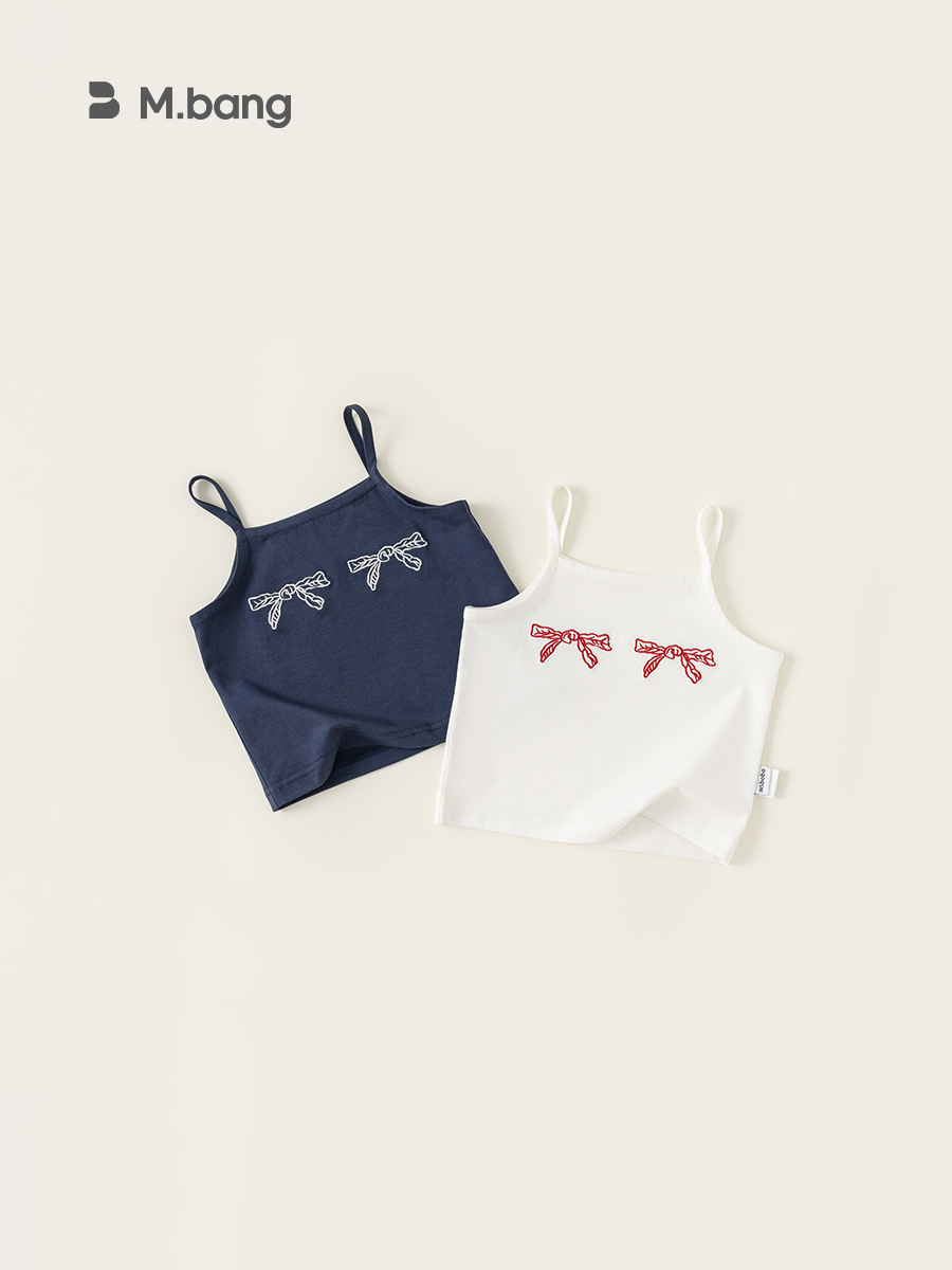 Youbao ropa para niños estilo de verano nuevo producto chaleco para niños con blusa de bordado de lazo coreano para niñas sin mangas