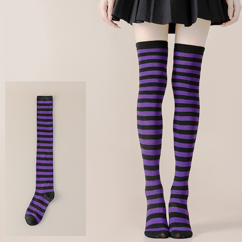 Calcetines Largos Bucaneras a Rayas para Mujer de Poliéster y Spandex, Absorción del Sudor, para Cosplay image 48
