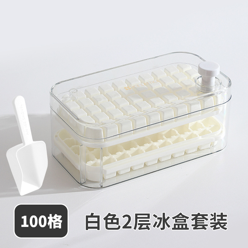 Presione la rejilla de hielo, cubitos de hielo, molde casero, fabricación de hielo, almacenamiento de gran capacidad, refrigerador doméstico de grado alimenticio con tapa