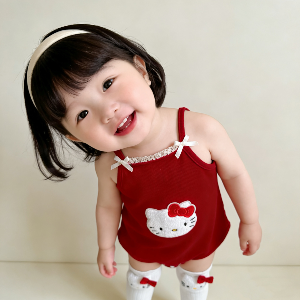 2026 Baby Clothes Summer Korean Style Thin Romper for Girls Cute Cartoon Strap Onesie Full Moon Outfit