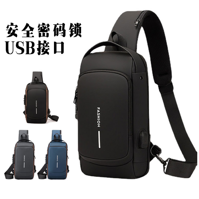 Bolsa de pecho para hombres transfronteriza al por mayor nueva moda simple mochila multiusos deportes casual ligero bolsa de mensajero de agua a prueba de salpicaduras