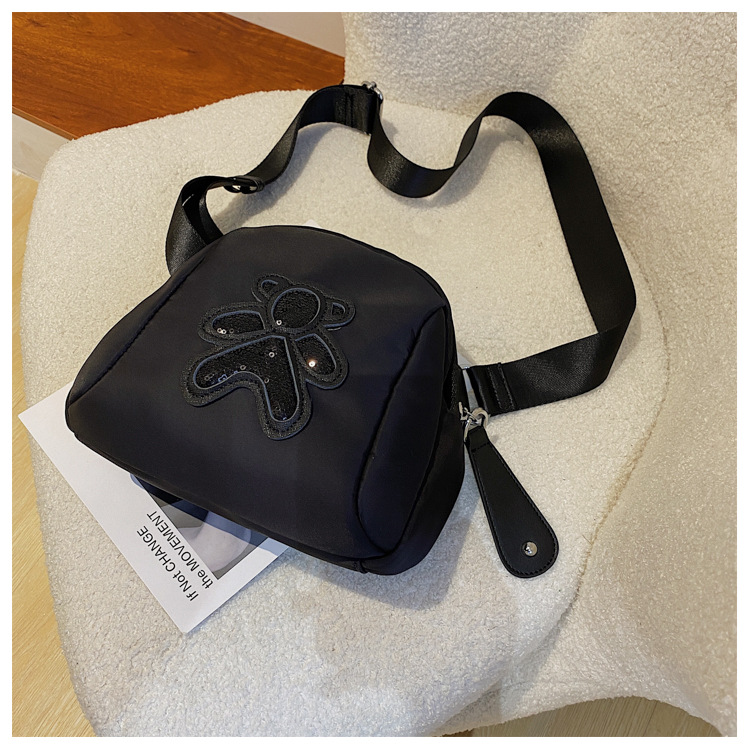 commuter leisure bear sequined Oxford cloth bag crossbody bag chest bag shell bag_voghion.com