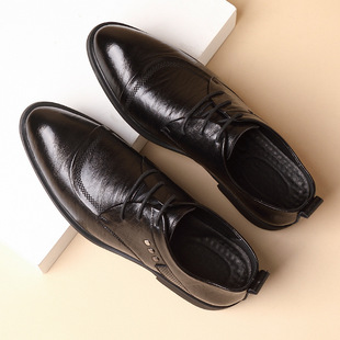 Business formal leather shoes men's casual trend four seasons men's British Korean version of pointed lace-up leather shoes a generation of hair