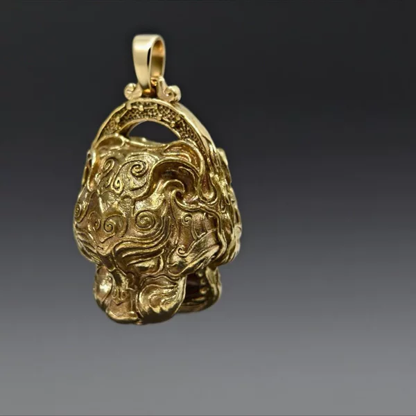 "Smooth Sailing and Good Fortune" Seven-Star and Eight-Triangles Tiger Head Bell Pendant Necklace Original Handmade Pendant Item