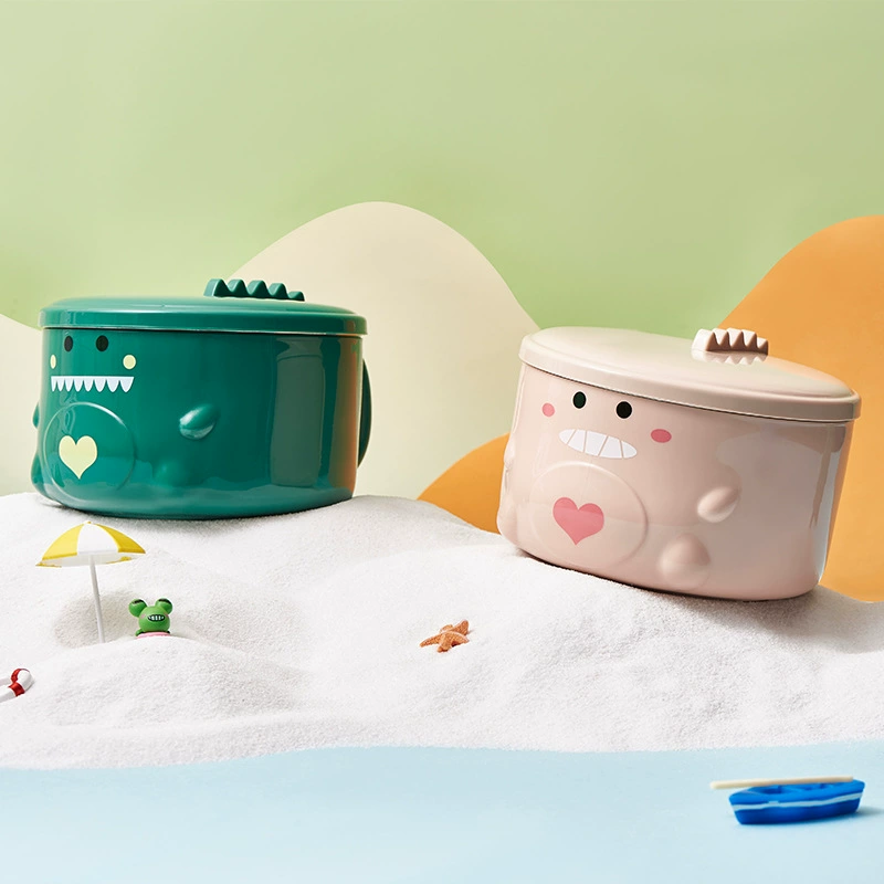 Чаша для риса из нержавеющей стали Студенческая столовая Чаша с лапшой быстрого приготовления с крышкой Общежитие Термостойкая чаша с лапшой быстрого приготовления с одним ухом из мультфильма для общежития