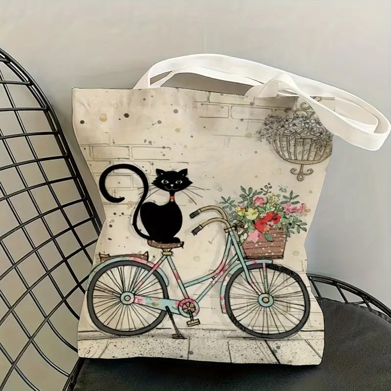 Transfronterizos Amazon animales gatos bolsas de mano bolsas de lona bolsas de hombro bolsas plegables bolsas de tela impresa se pueden almacenar