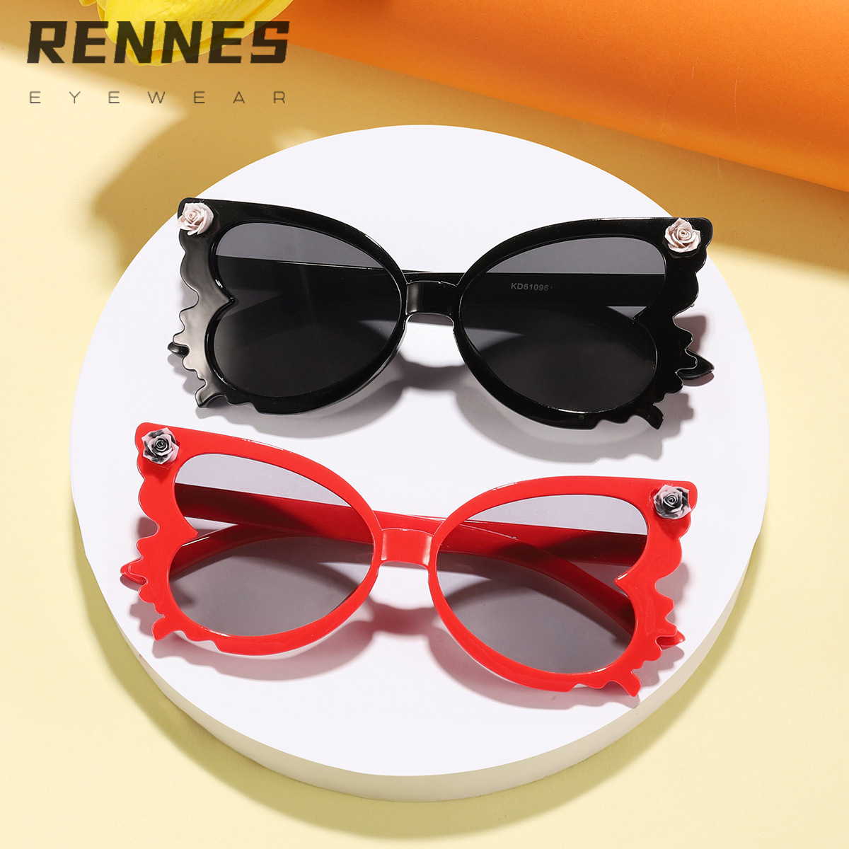 Marco de mariposa transfronterizo para niños Accesorios de rosas Gafas de sol para niños y niñas Moda callejera Gafas de sol Sunglasses