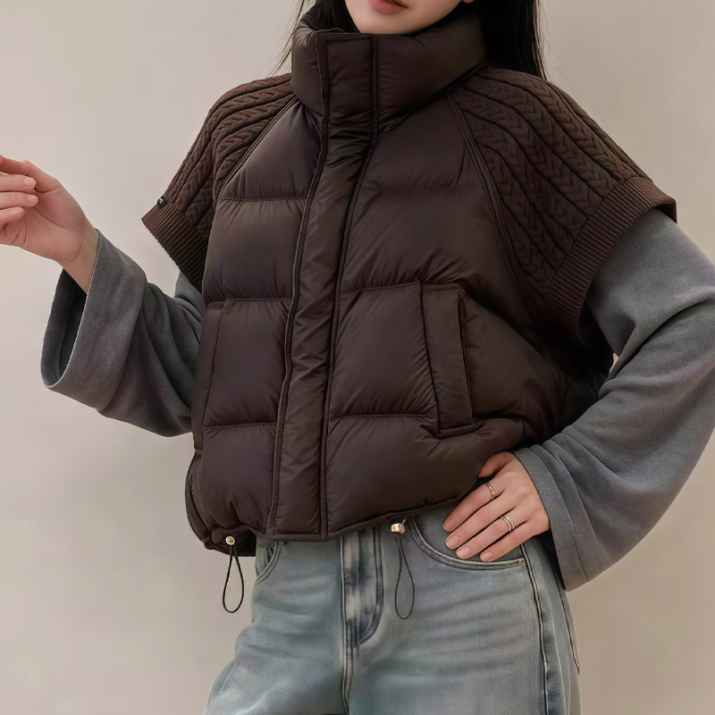 Women's down vest, short stand-up collar jacket, duck down, autumn and winter outerwear, warm, Korean style, Pinghu, plus size