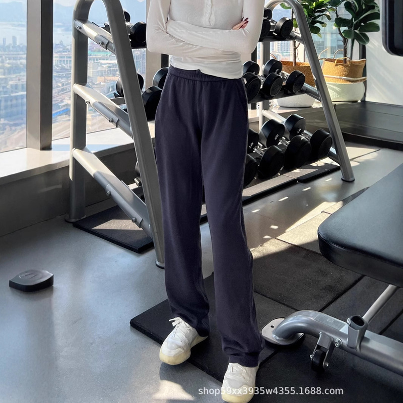 Lulu Same-style God Pants softstreme Women's Middle Waist Drawstring Straight Pants Spring and Summer Sports Comfortable Casual Pants