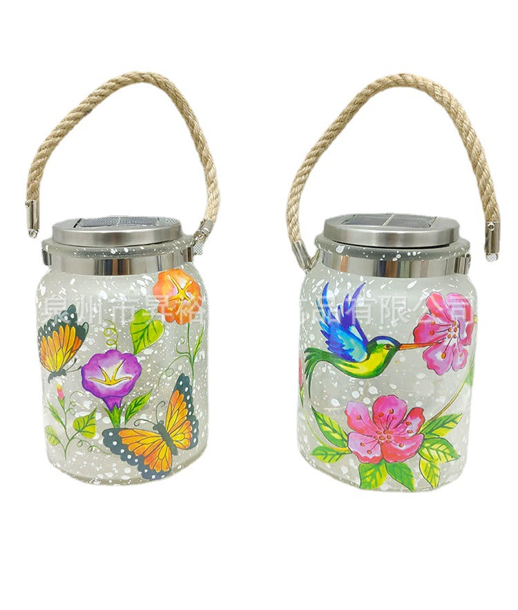 Солнечная Наклейка Колибри Распыленный Мейсон Горшок Свет Открытый Солнечная Наклейка Колибри Бабочка Красочный Горшок Свет