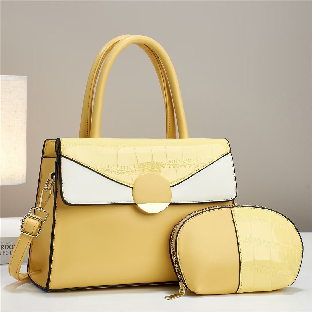 Women's Large Pu Leather Color Block Business Zipper Tote Bag display picture 3