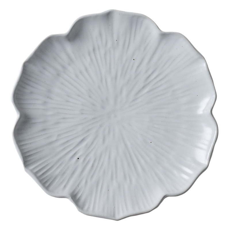 [Plato de encaje hecho a mano ~ retro y elegante] Plato de pasta en forma de flor de gres de estilo japonés plato de desayuno plato ligeramente defecto