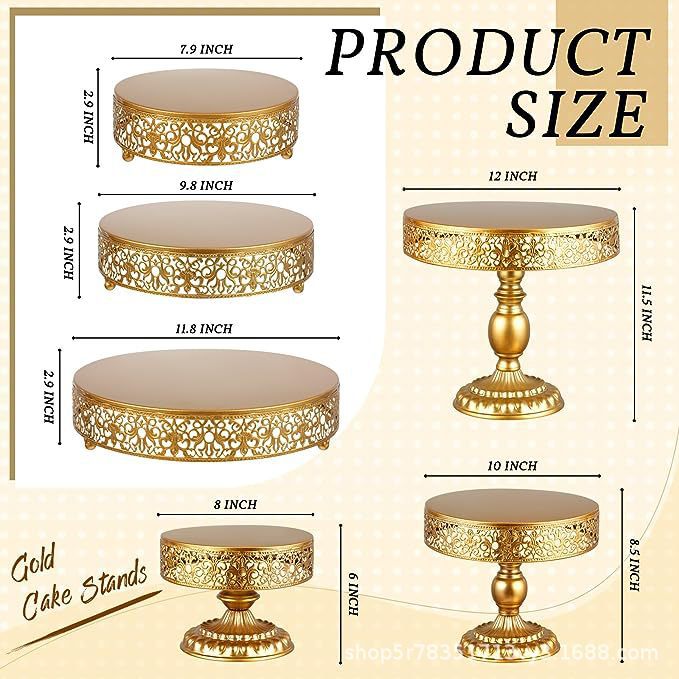 Retro golden postre estante cupcake pasteles dulces placas de exhibición golden pastel estante redondo metal pastel estante image 6