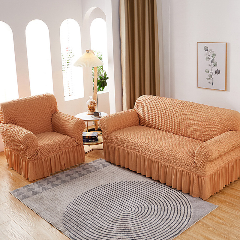 Falda funda de sofá de gasa de burbujas todo incluido cubierta elástica cubierta antipolvo cubierta de sofá al por mayor transfronteriza cojín de toalla de sofá antideslizante