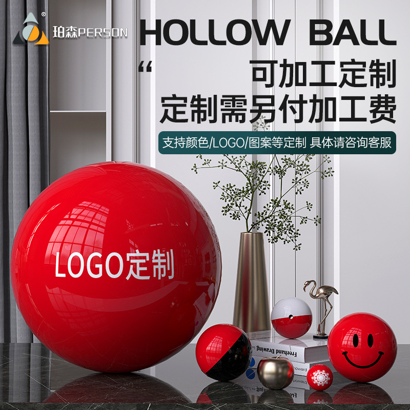 Posen bola de color hueco de acero inoxidable pintura brillante bola roja Navidad techo colgante decoración adornos de ventana