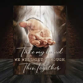 耶稣画上帝之手绘画拿我的手画布墙壁艺术适合没有框架的家居装饰