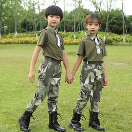 儿童迷彩服套装军人衣服红军表演服中小学生合唱服运动会演出服装