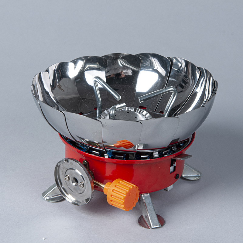 Self-driving fishing liquid long flat gas outdoor cooking stove, portable outdoor lotus burner windproof stove