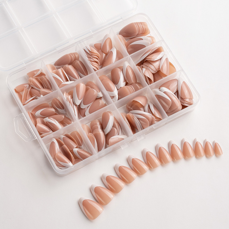 240 Pieces of Export Simple French Fake Nails, Wearable Nails, Removable Manicure Pieces, Wearable Nails, European and American Nails