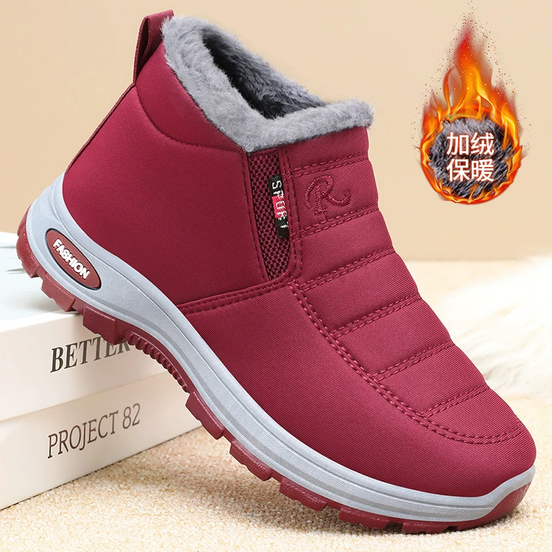 Women's Winter Polyurethane Low Boots, Warm Fleece Lining, Plus Sizes 35–47