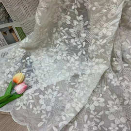 曲天丝底珠片刺绣蕾丝花边 春夏绣花布料女装连衣裙礼服旗袍面料