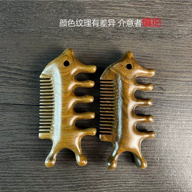 Золотая расческа из сандалового дерева, универсальная расческа из сандалового дерева, расческа из зеленого сандалового дерева, массажная расческа, массажер для глаз, подвесной скребок для носа, многофункциональный