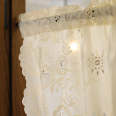 PK7J wholesale beige cotton crystal bead American-style rod curtain door curtain solid color half curtain header short curtain no drilling curtain