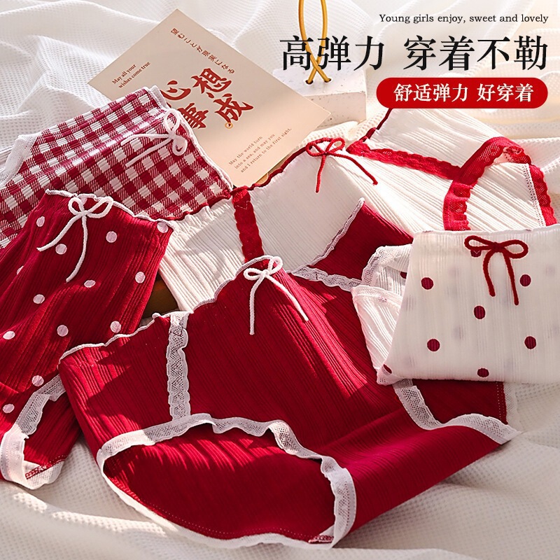 Cute Japanese-Style Girl Student Panties, Sweet Mid-Waist Christmas Lolita Style Breathable and Comfortable Women's Briefs