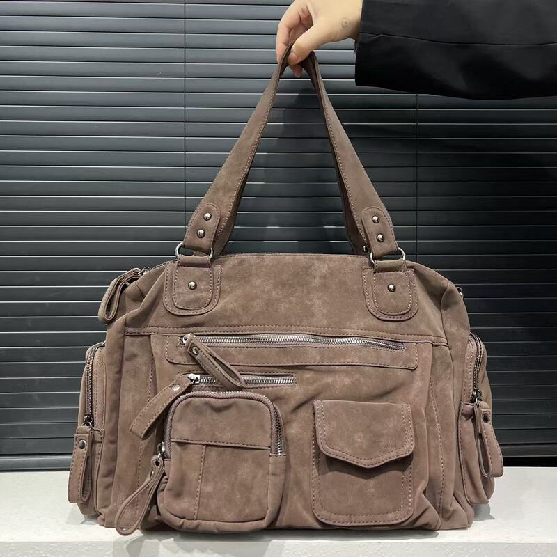 クロスボーダー専用レディースファッションY2Kギャルスエード机械バッグ大容量マルチポケットシングルショルダー斜めがけハンドバッグ|undefined