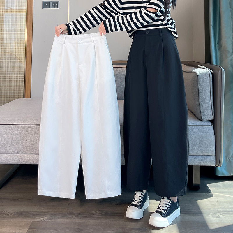 Petite Harem Carrot Pants for Women, Autumn and Winter Fleece-Lined, Plus-Size, High-Waisted, Slimming, Versatile, Cropped Wide-Leg Casual Pants