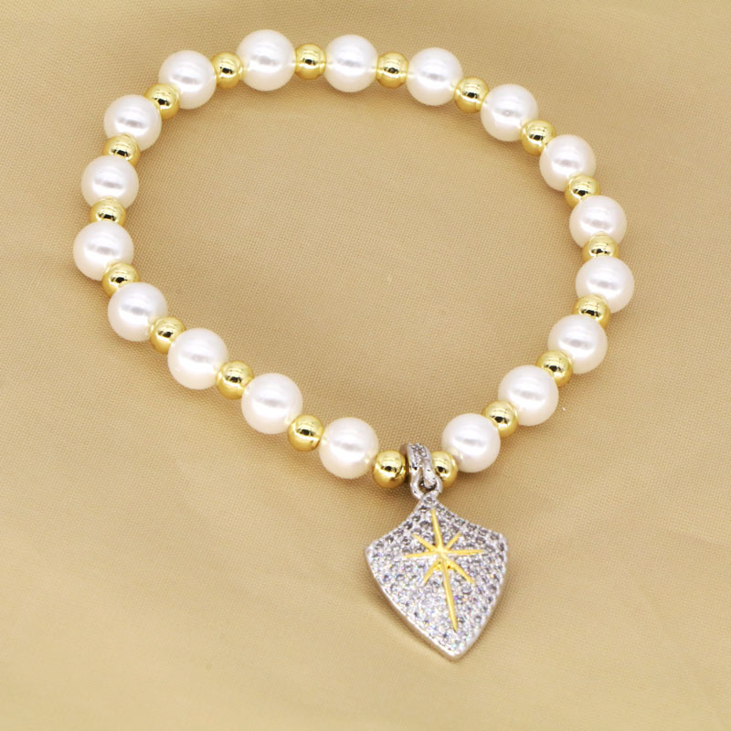 Holiday, Daily Occasion Modern Style Classic Style Geometric Star Heart Shape Zircon Shell Pearls Copper Wholesale Bracelets