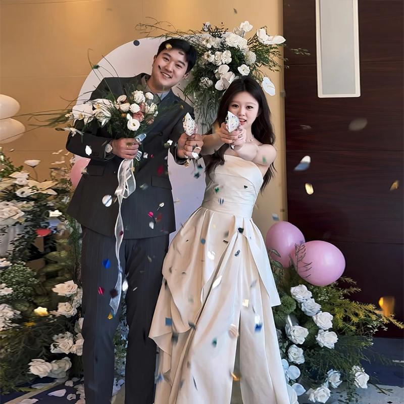 Strapless Evening Dress, Feminine, New Style, High-End, Light Luxury, Niche, Stunning, Engagement Bride, Wedding Toast Dress, High-Class Feel