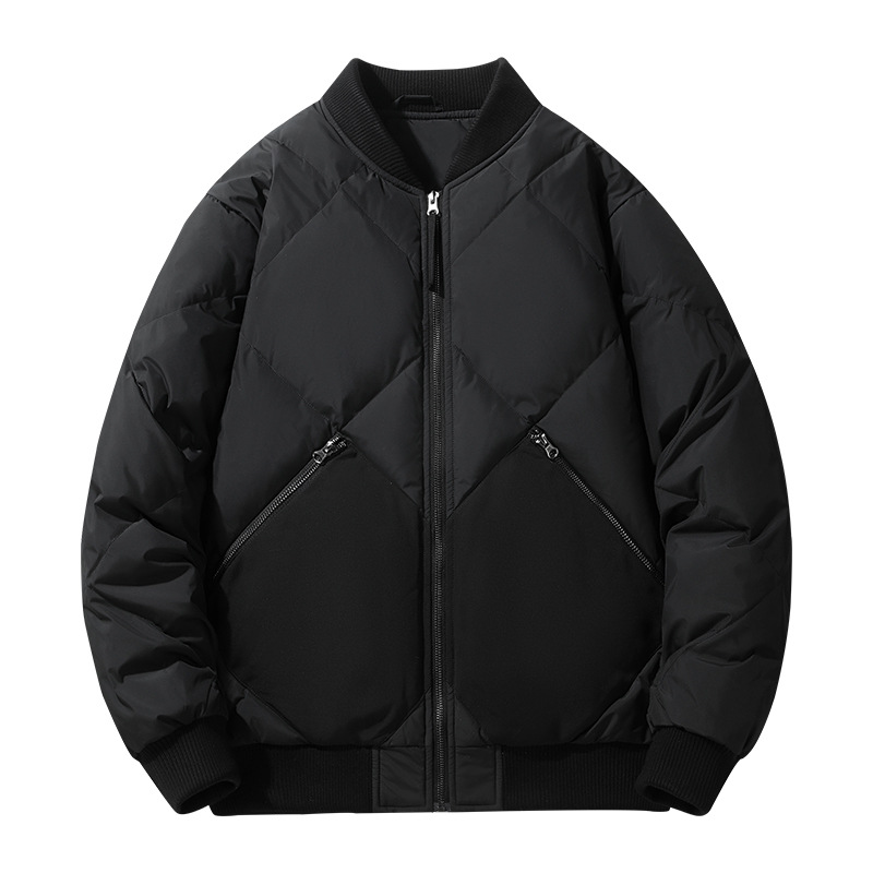 Herenkleding Heren Zijde katoenen jas korte stijl mode splitsen opstaande kraag dik warm nieuwe nationale standaard 90 eend Zijde katoenen trendy honkbaljack_voghion.com
