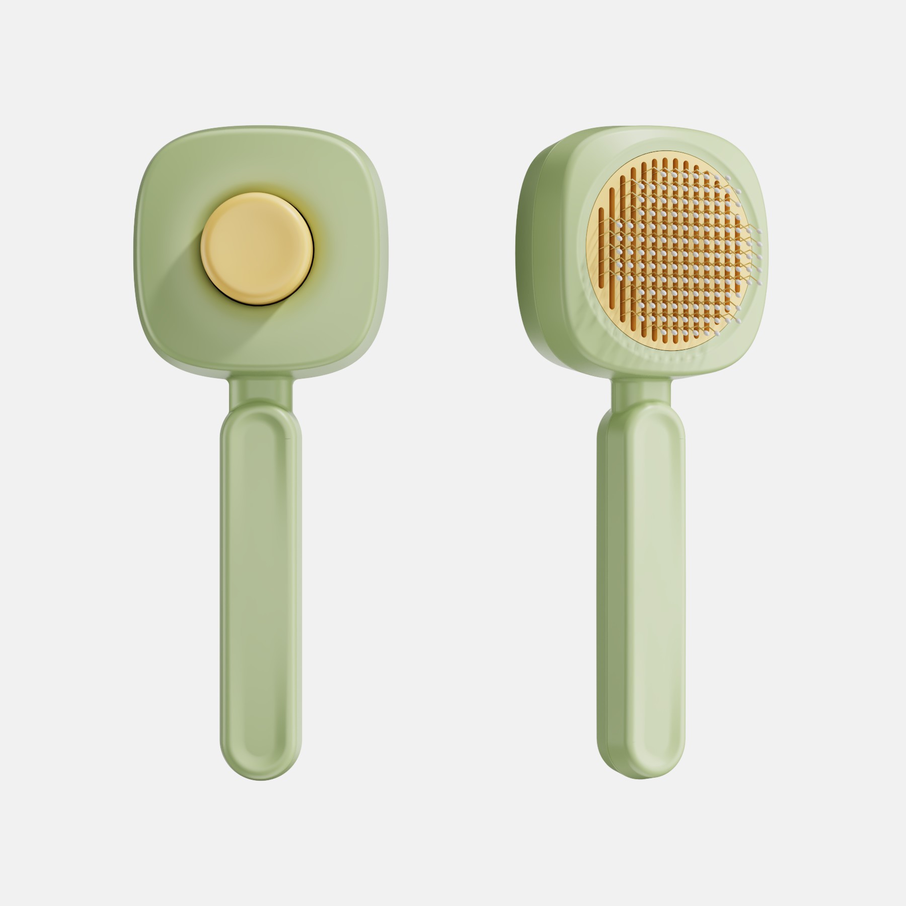 Hawo peine de autolimpieza para mascotas al por mayor peine de masaje universal para gatos y perros redondo mango suave cepillo de aguja de acero autolimpiante peine de depilación