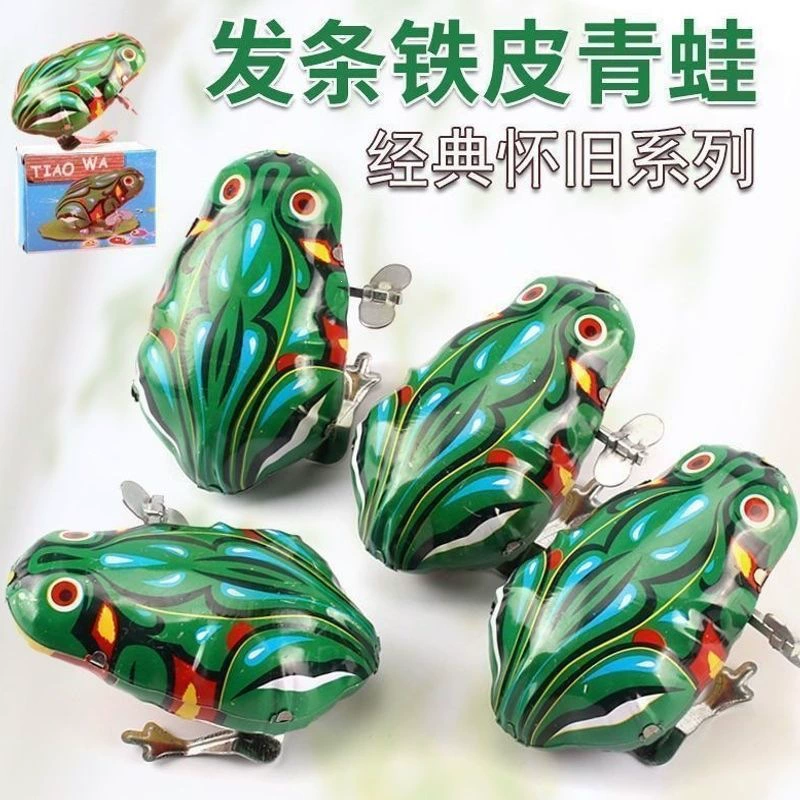 Жестяные заводные игрушки: лягушка петух мышь кролик танк