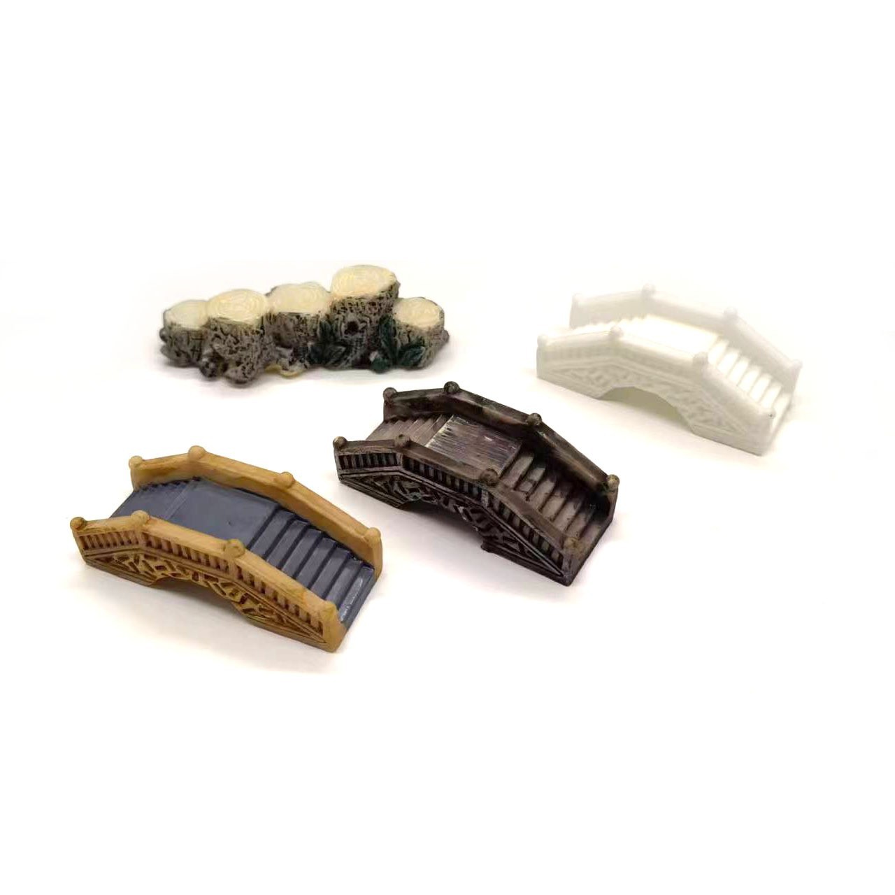 Artificial puente de madera decoración PVC pecera paisaje jardinería ornamental paisaje decoración escritorio verde planta paisaje