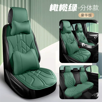 Seat cushion, seat cover: Car Seat Cushions - five-seater-luxury-version-olive-green-split-head