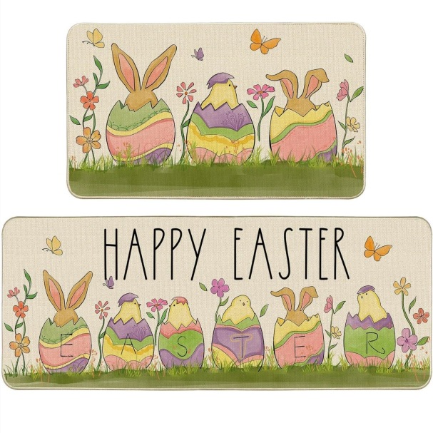 Easter Egg Crystal Velvet Floor Mat Non-slip Kitchen Door Rug_voghion.com