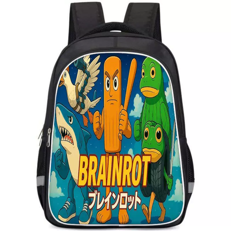 Деревянный рюкзак-карандаш БЛОКНОТ с принтом Brainrot, школьный рюкзак TRALALERO большой вместимости, школьник