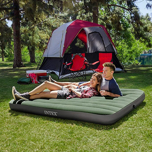 INTEX thickened inflatable bed cord pull flocked air bed camping air bed outdoor double portable air bed