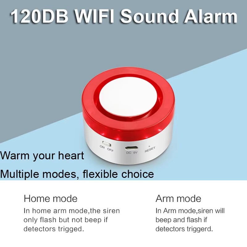 落書きtuya高デシベル警報フラッシュ内蔵バッテリーUSBスマートWiFi無線ストロボライト警報器|undefined